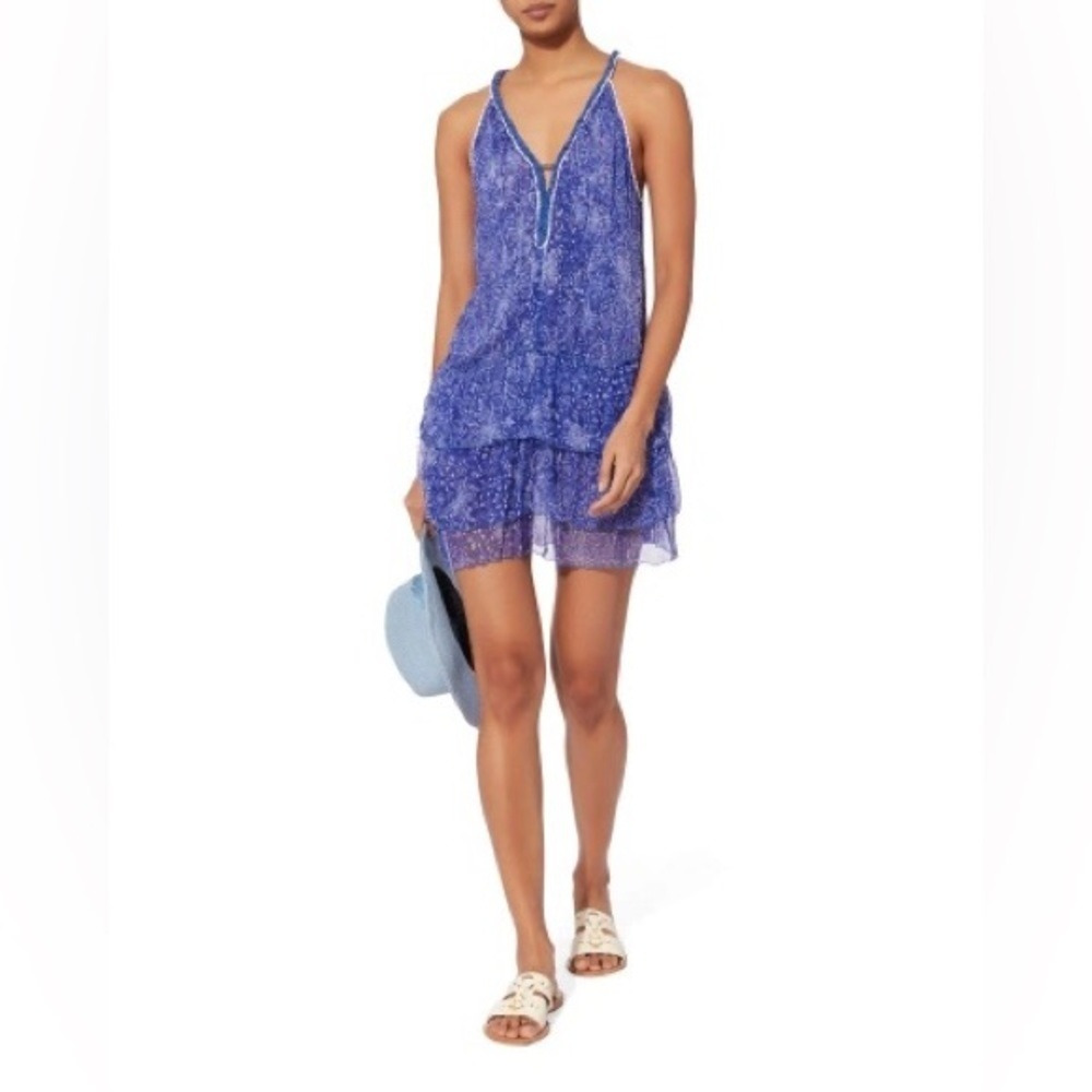 Poupette St. Barth Silk Betty Ruffle Mini Dress